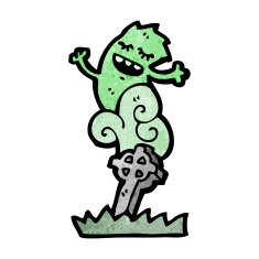 cartoon ghost rising from grave N40