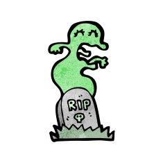 cartoon ghost rising from grave N41