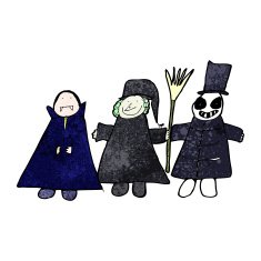 child's drawing of a halloween group N3