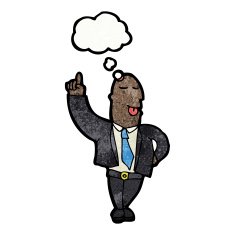 cartoon man with thought bubble N40