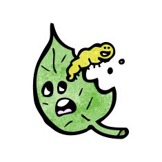 cartoon leaf and caterpillar N4