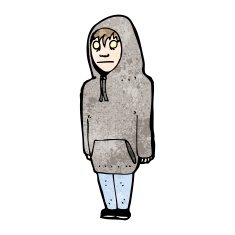 cartoon teenager in hooded sweatshirt N8