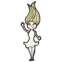 cartoon woman with hair blowing N2