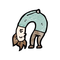cartoon man bending double N2