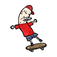 cartoon old man on skateboard N3