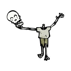 cartoon skeleton holding skull N2