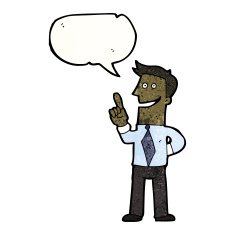 cartoon businessman explaining great idea