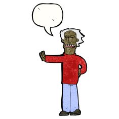 cartoon man gestureing to stop