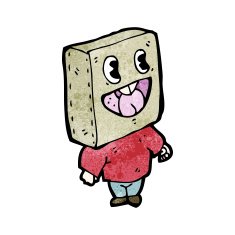 cartoon man with bag on head N7