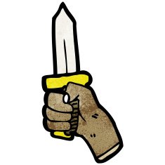 cartoon hand with knife symbol N2