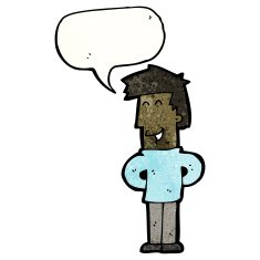 cartoon happy man with speech bubble N555