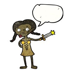 cartoon medieval girl with dagger