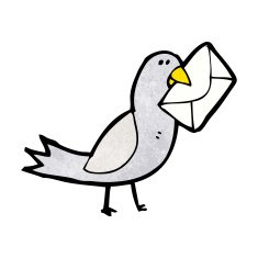 cartoon pigeon with envelope N2
