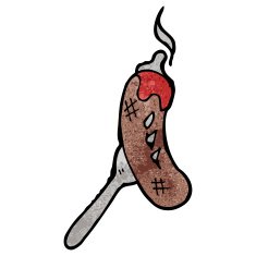 cartoon sausage on fork N9