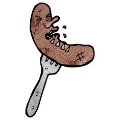cartoon sausage on fork N10
