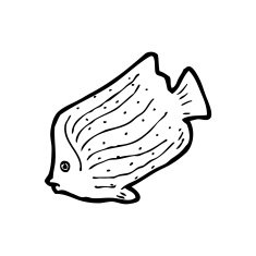 cartoon black and white fish drawing N5