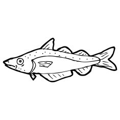 cartoon black and white fish drawing N6
