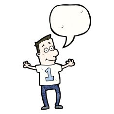 cartoon man in shirt with number one N4