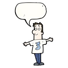 cartoon man in shirt with number 3 N2