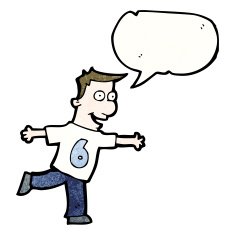 cartoon man in shirt with number six N4