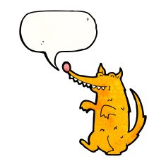 cartoon scruffy dog with speech bubble N2