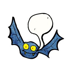 cartoon bat with speech bubble N30
