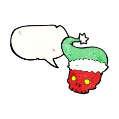 cartoon skull in santa hat N4