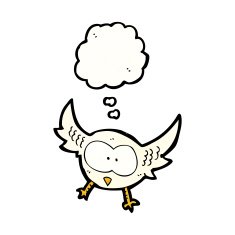 cartoon owl with thought bubble N80