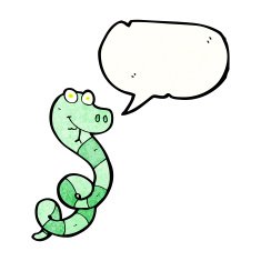 cartoon snake with speech bubble N92