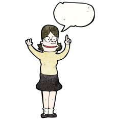 Cartoon Clever Woman With Speech Bubble N3