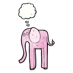cartoon elephant with thougth bubble N4