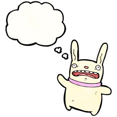 cartoon crazy rabbit with thought bubble N2