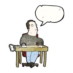 cartoon bored man working at desk N3