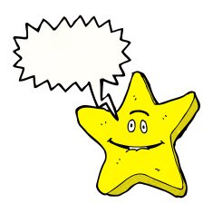 cartoon star with speech bubble N9