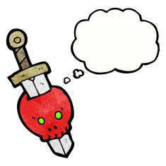 sword in skull cartoon N2