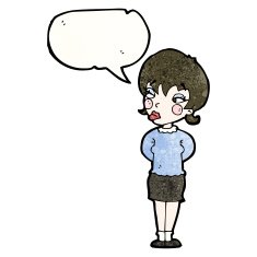 cartoon woman with speech bubble N54
