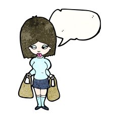 cartoon woman with shopping bags N8