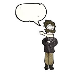 cartoon old pilot with speech bubble N2