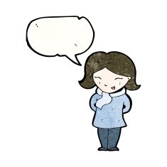 cartoon woman with speech bubble N55