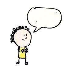 cartoon nervous woman with speech bubble N38