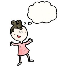 cartoon woman with thought bubble N54