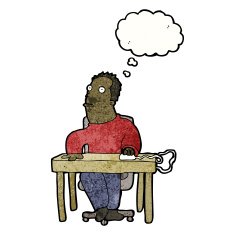 cartoon man working at desk N3