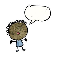happy doodle woman with speech bubble