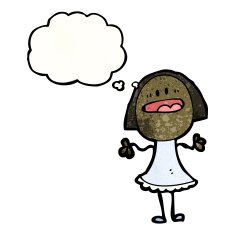 cartoon woman with thought bubble N55