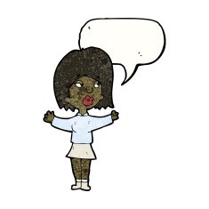 cartoon woman with speech bubble N56
