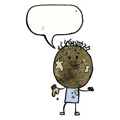 cartoon boy covered in dirt