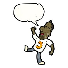 cartoon man in numbered sports shirt