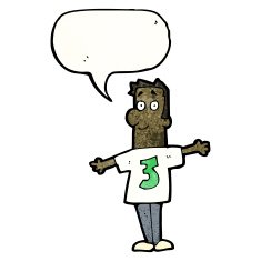 cartoon man in numbered sports shirt N2