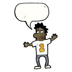 cartoon man in numbered sports shirt N3