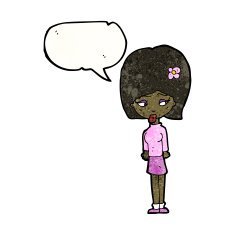 cartoon woman with speech bubble N57